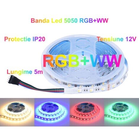 BANDA LED RGBWW 5050, 60LED/M - IP20, 5M/ROLA